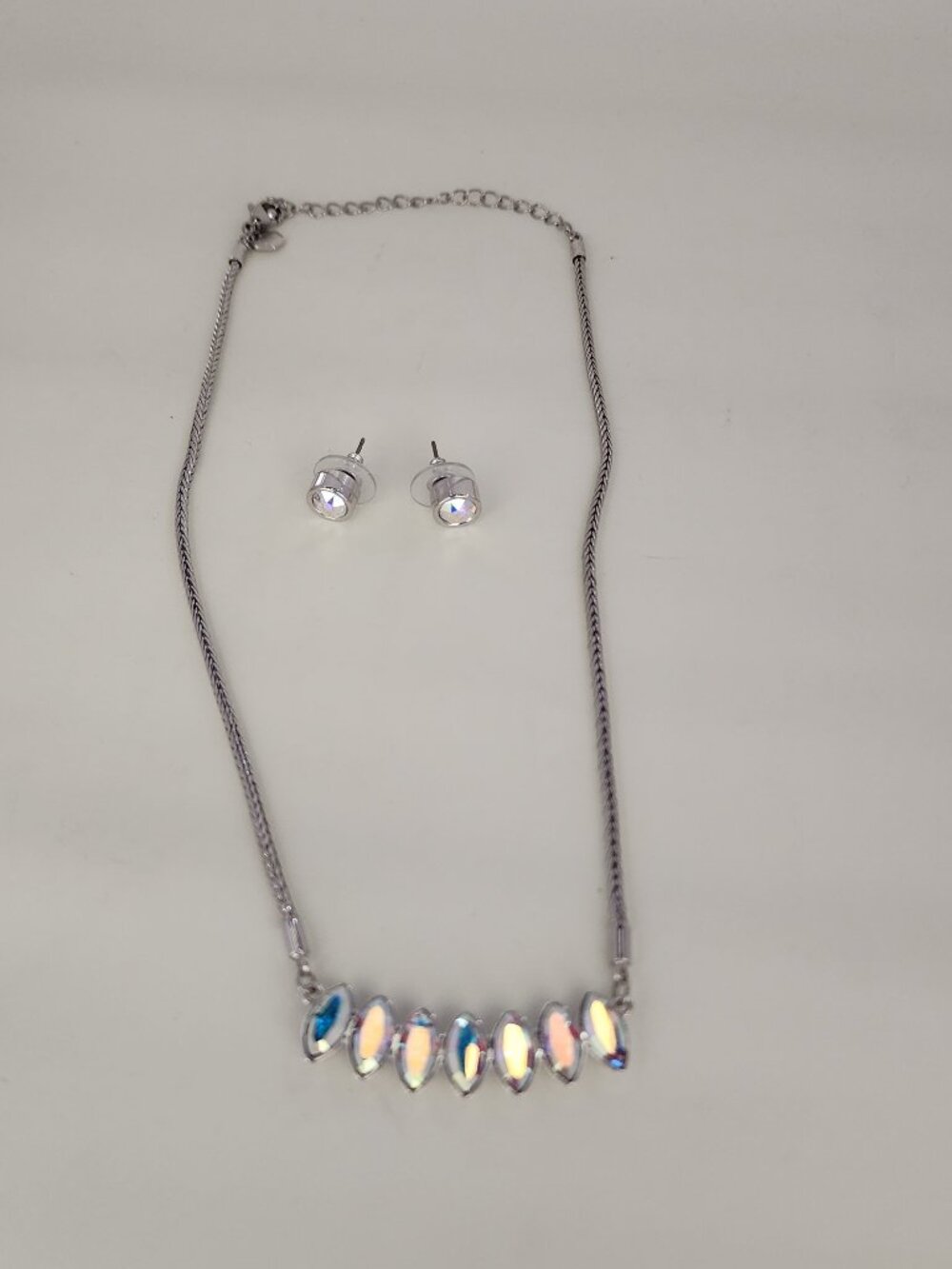 Touchstone Crystal AB Marquise Necklace and AB Stud Earrings